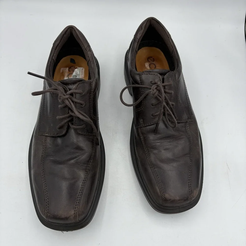 ECCO Shoes Mens Size 7‎ Helsinki 2 Square Toe Oxford Lace up Dark Brown